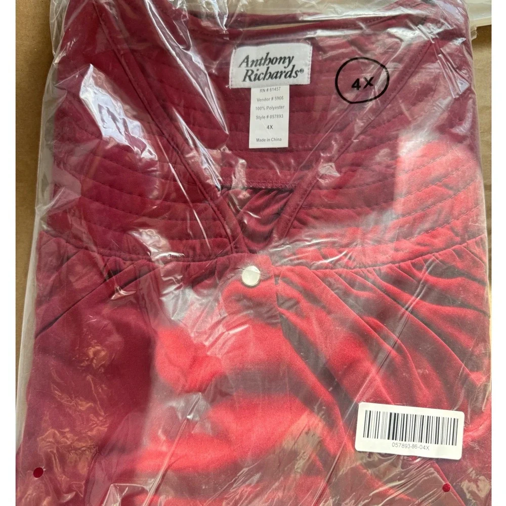 Anthony Richard's- Polyester Snap-Front Duster-4X-New-Maroon Red - Picture 5 of 6